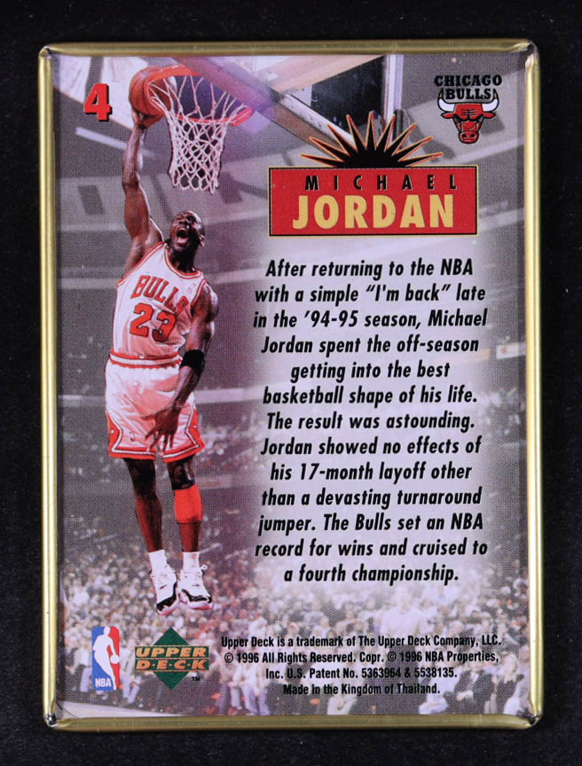 Michael Jordan 1996 Upper Deck Jordan Metal Red Black #4 at PristineAuction.com Michael Jordan 1996 Upper Deck Jordan Metal Red Black #4 at PristineAuction.com