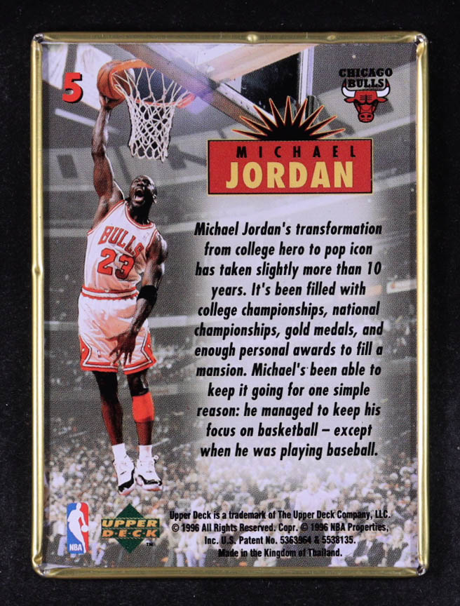 Michael Jordan 1996 Upper Deck Jordan Metal Red Black #5 at PristineAuction.com Michael Jordan 1996 Upper Deck Jordan Metal Red Black #5 at PristineAuction.com