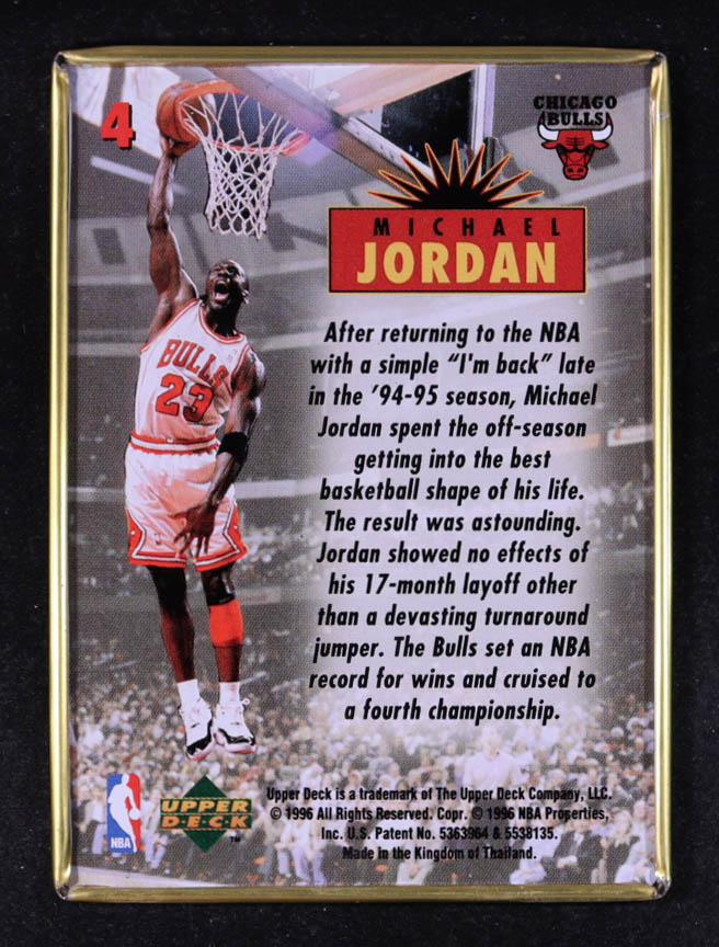 Michael Jordan 1996 Upper Deck Jordan Metal Red Black #4 at PristineAuction.com Michael Jordan 1996 Upper Deck Jordan Metal Red Black #4 at PristineAuction.com