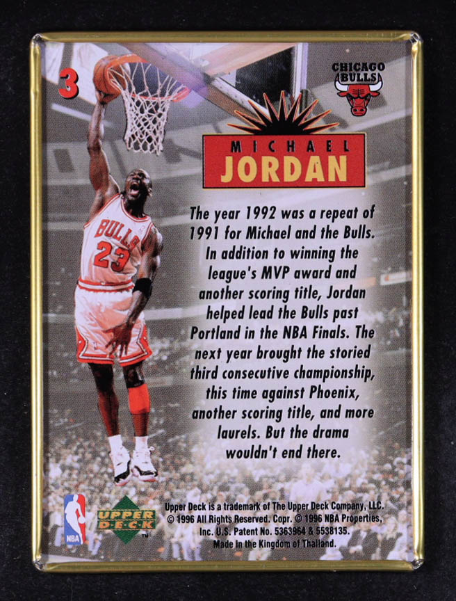 Michael Jordan 1996 Upper Deck Jordan Metal Red Black #3 at PristineAuction.com Michael Jordan 1996 Upper Deck Jordan Metal Red Black #3 at PristineAuction.com