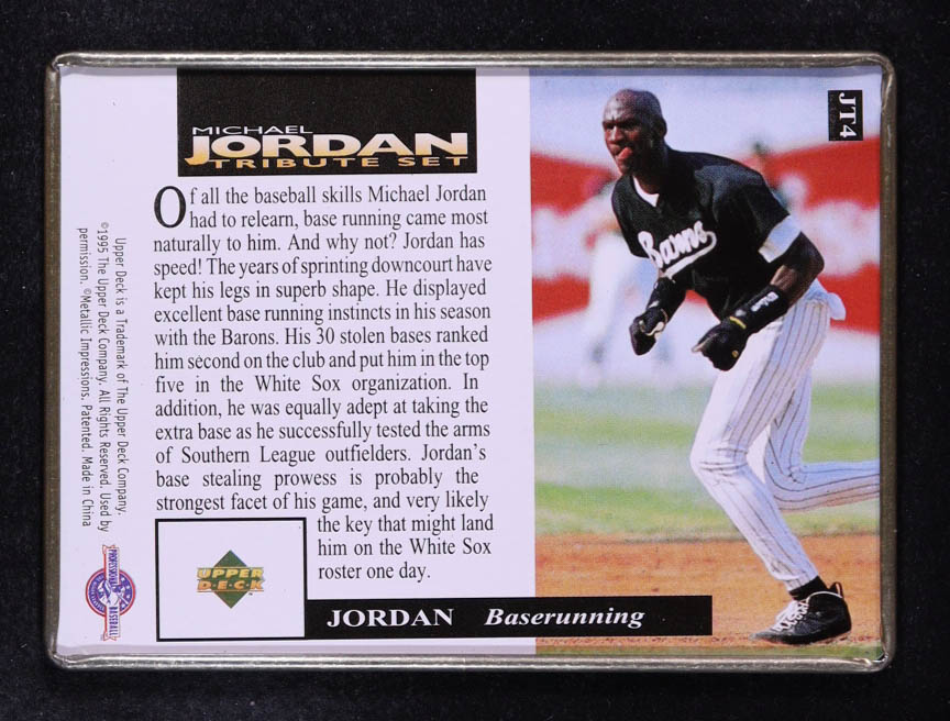 Michael Jordan 1995 Upper Deck Michael Jordan Tribute Set Metal #JT4 RC at PristineAuction.com Michael Jordan 1995 Upper Deck Michael Jordan Tribute Set Metal #JT4 RC at PristineAuction.com