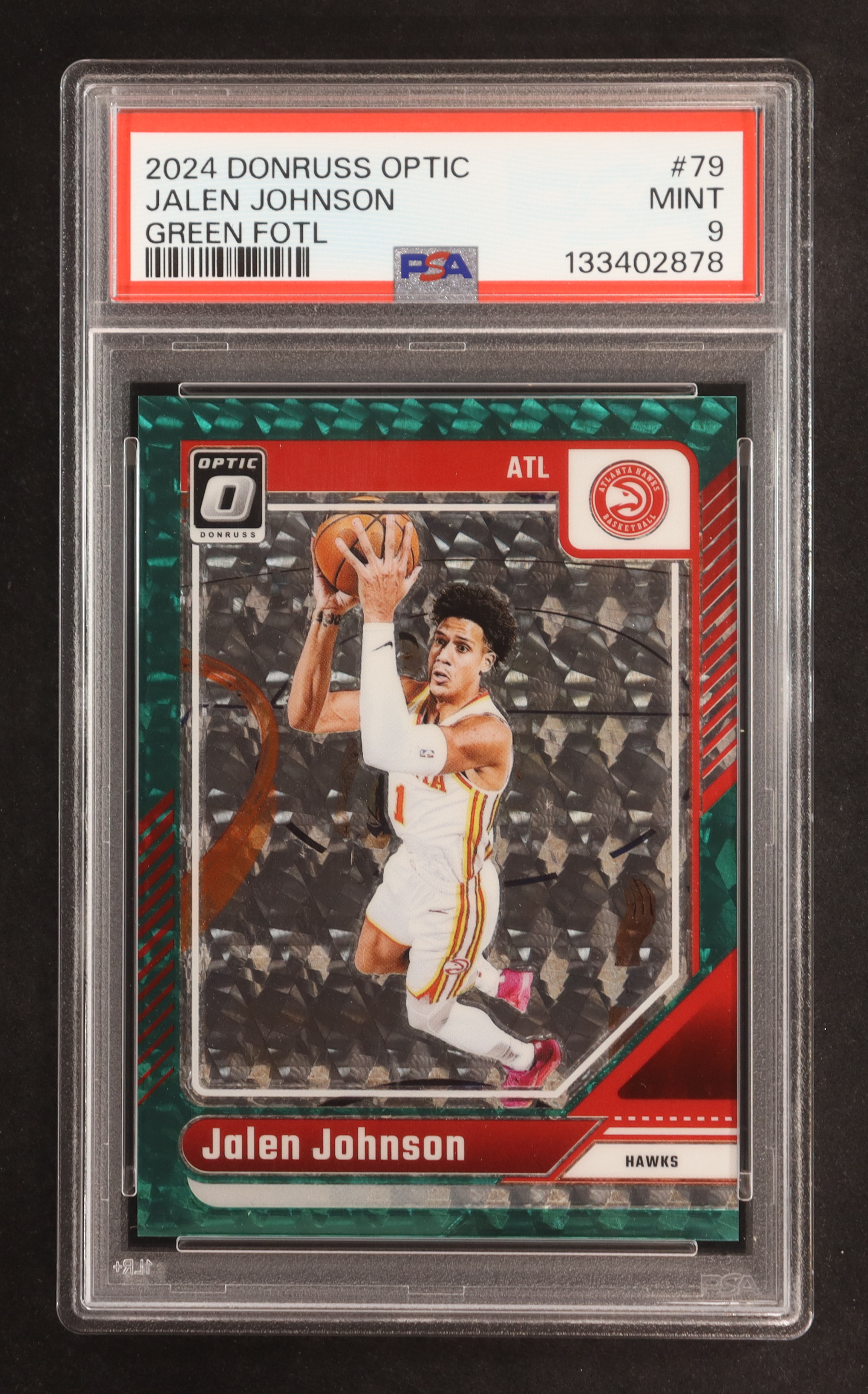 Jalen Johnson 2024-25 Donruss Optic Green FOTL #79 #12/14 (PSA 9) at PristineAuction.com Jalen Johnson 2024-25 Donruss Optic Green FOTL #79 #12/14 (PSA 9) at PristineAuction.com