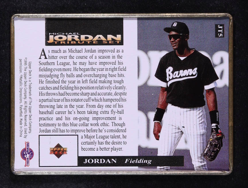 Michael Jordan 1995 Upper Deck Michael Jordan Tribute Set Metal #JT5 RC at PristineAuction.com Michael Jordan 1995 Upper Deck Michael Jordan Tribute Set Metal #JT5 RC at PristineAuction.com