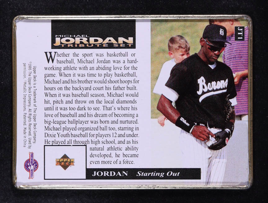 Michael Jordan 1995 Upper Deck Michael Jordan Tribute Set Metal #JT1 RC at PristineAuction.com Michael Jordan 1995 Upper Deck Michael Jordan Tribute Set Metal #JT1 RC at PristineAuction.com