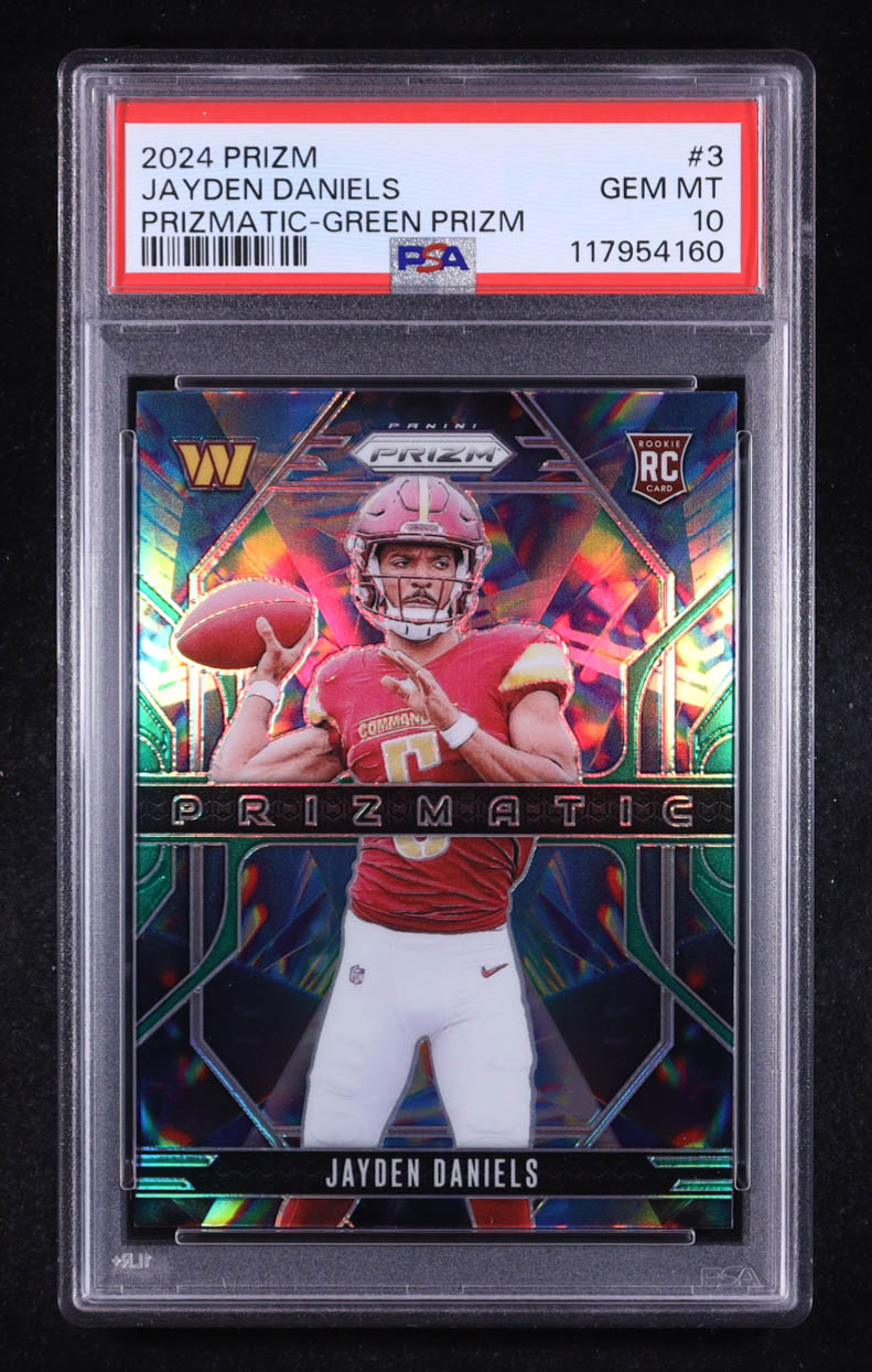 Jayden Daniels 2024 Panini Prizm Prizmatic Prizms Green #3 (PSA 10) at PristineAuction.com Jayden Daniels 2024 Panini Prizm Prizmatic Prizms Green #3 (PSA 10) at PristineAuction.com