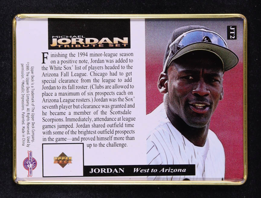 Michael Jordan 1995 Upper Deck Michael Jordan Tribute Set Metal #JT2 RC at PristineAuction.com Michael Jordan 1995 Upper Deck Michael Jordan Tribute Set Metal #JT2 RC at PristineAuction.com
