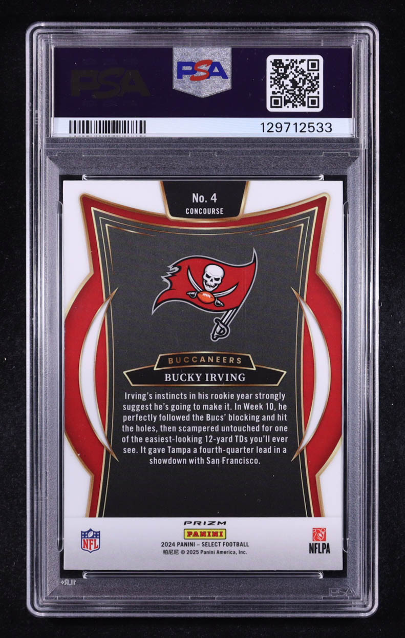 Bucky Irving 2024 Select Prizm Black and Green Shock #4 RC (PSA 10) at PristineAuction.com Bucky Irving 2024 Select Prizm Black and Green Shock #4 RC (PSA 10) at PristineAuction.com