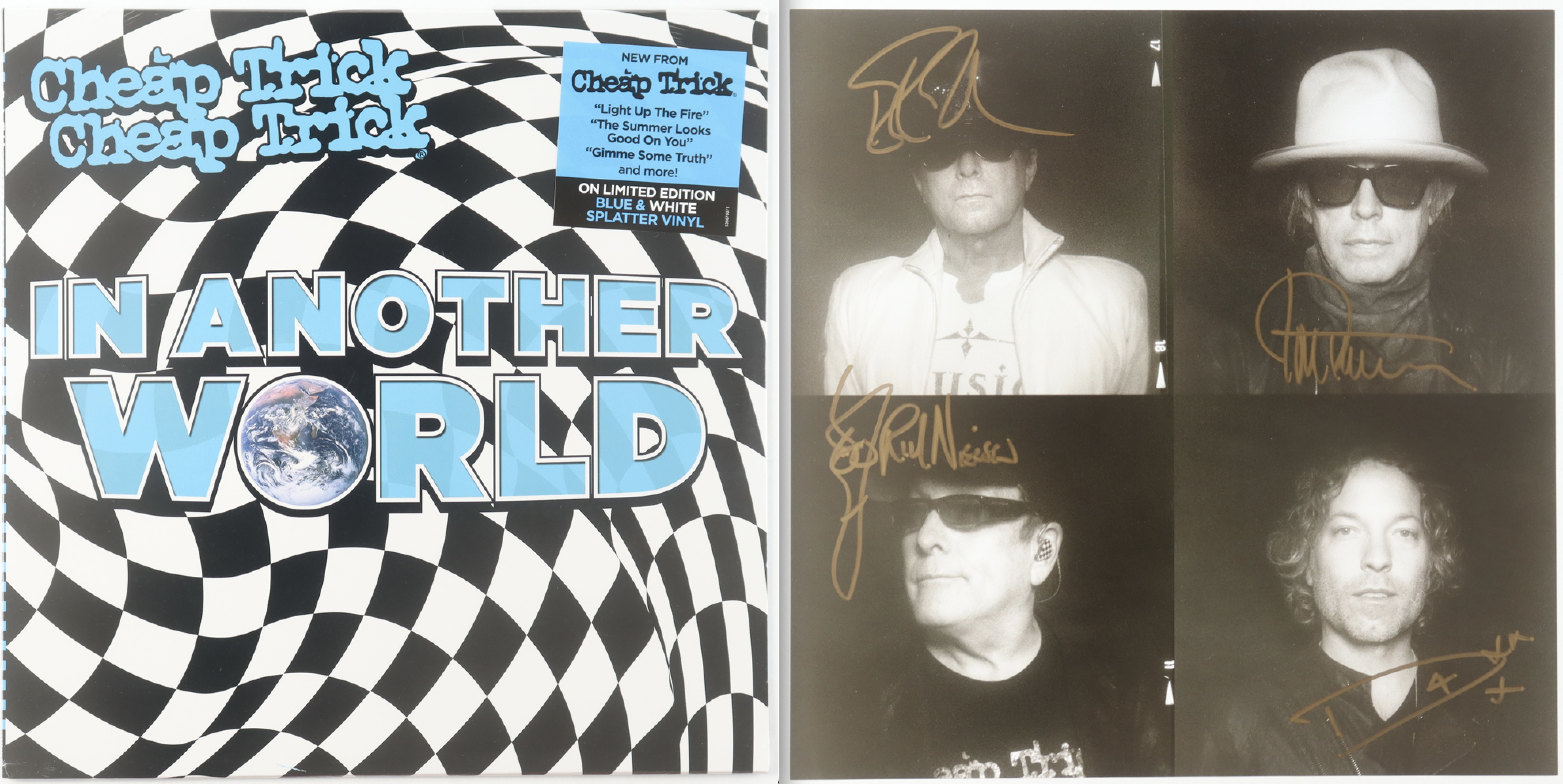 Cheap Trick Band-Signed 12x12 Album Insert with Factory Sealed "In Another World" Record Album (JSA) at PristineAuction.com Cheap Trick Band-Signed 12x12 Album Insert with Factory Sealed "In Another World" Record Album (JSA) at PristineAuction.com