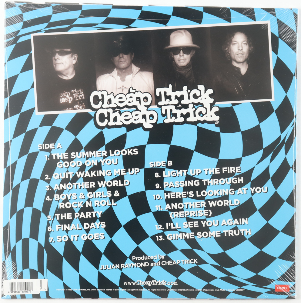 Cheap Trick Band-Signed 12x12 Album Insert with Factory Sealed "In Another World" Record Album (JSA) at PristineAuction.com Cheap Trick Band-Signed 12x12 Album Insert with Factory Sealed "In Another World" Record Album (JSA) at PristineAuction.com