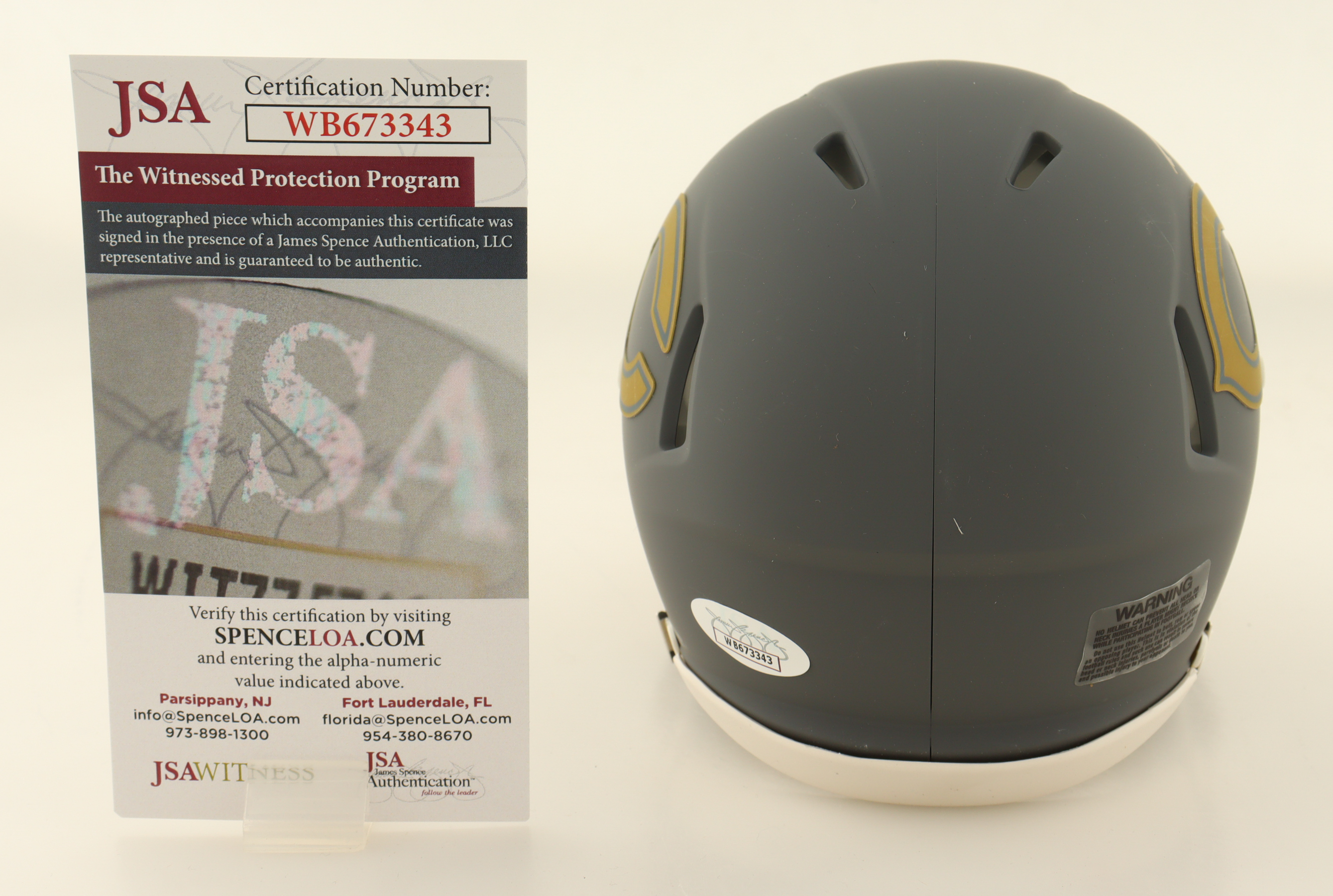Tyrique Stevenson Signed Bears Slate Alternate Speed Mini Helmet (JSA) at PristineAuction.com Tyrique Stevenson Signed Bears Slate Alternate Speed Mini Helmet (JSA) at PristineAuction.com
