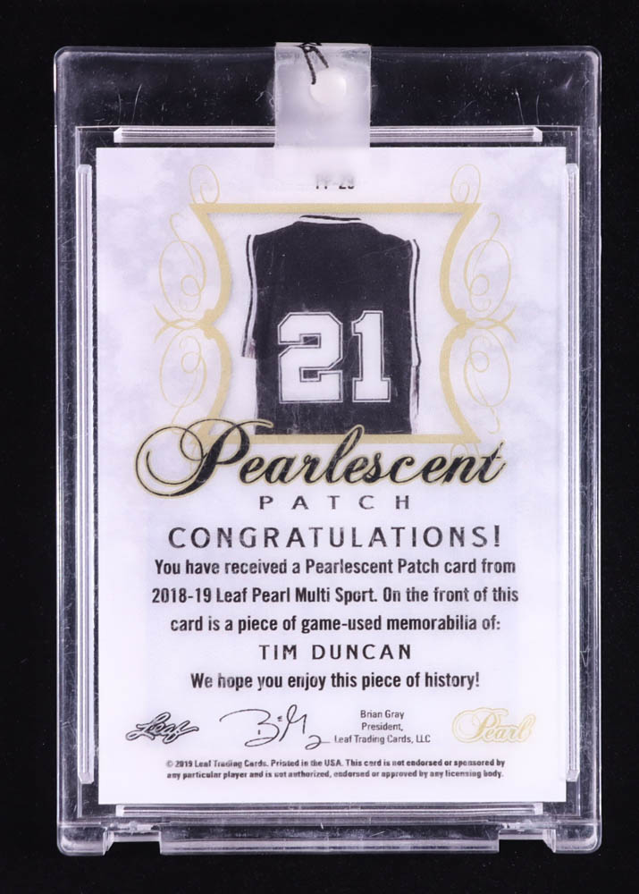Tim Duncan 2018-19 Leaf Pearl Pearlescent Patches #PP29 #5/6 at PristineAuction.com Tim Duncan 2018-19 Leaf Pearl Pearlescent Patches #PP29 #5/6 at PristineAuction.com