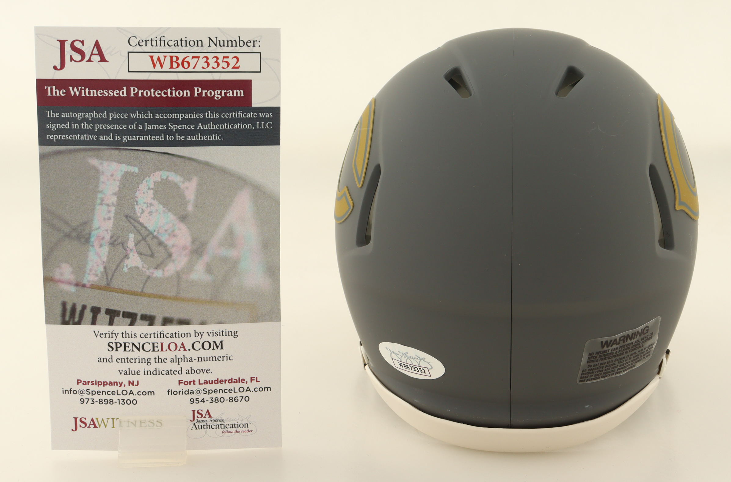 Tyrique Stevenson Signed Bears Slate Alternate Speed Mini Helmet (JSA) at PristineAuction.com Tyrique Stevenson Signed Bears Slate Alternate Speed Mini Helmet (JSA) at PristineAuction.com