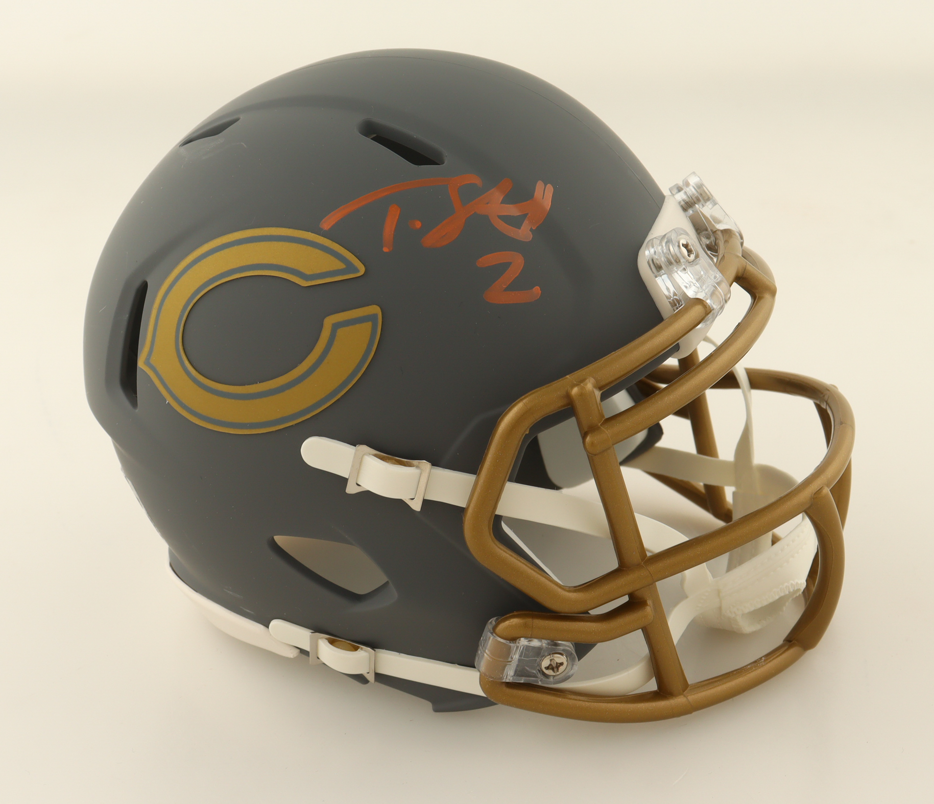 Tyrique Stevenson Signed Bears Slate Alternate Speed Mini Helmet (JSA) at PristineAuction.com Tyrique Stevenson Signed Bears Slate Alternate Speed Mini Helmet (JSA) at PristineAuction.com