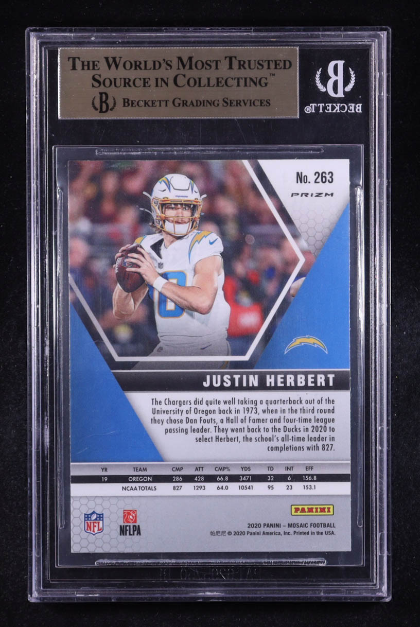 Justin Herbert 2020 Panini Mosaic Mosaic Reactive Blue #263 DEB RC (BGS 9.5) at PristineAuction.com Justin Herbert 2020 Panini Mosaic Mosaic Reactive Blue #263 DEB RC (BGS 9.5) at PristineAuction.com