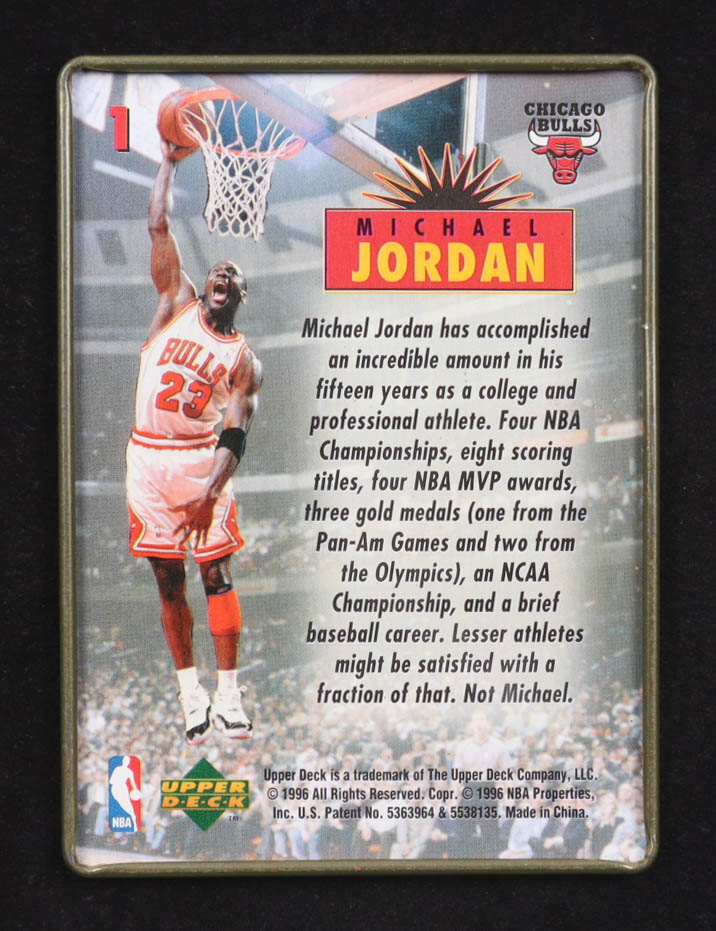 Michael Jordan 1996 Upper Deck Jordan Metal Red Black #1 at PristineAuction.com Michael Jordan 1996 Upper Deck Jordan Metal Red Black #1 at PristineAuction.com