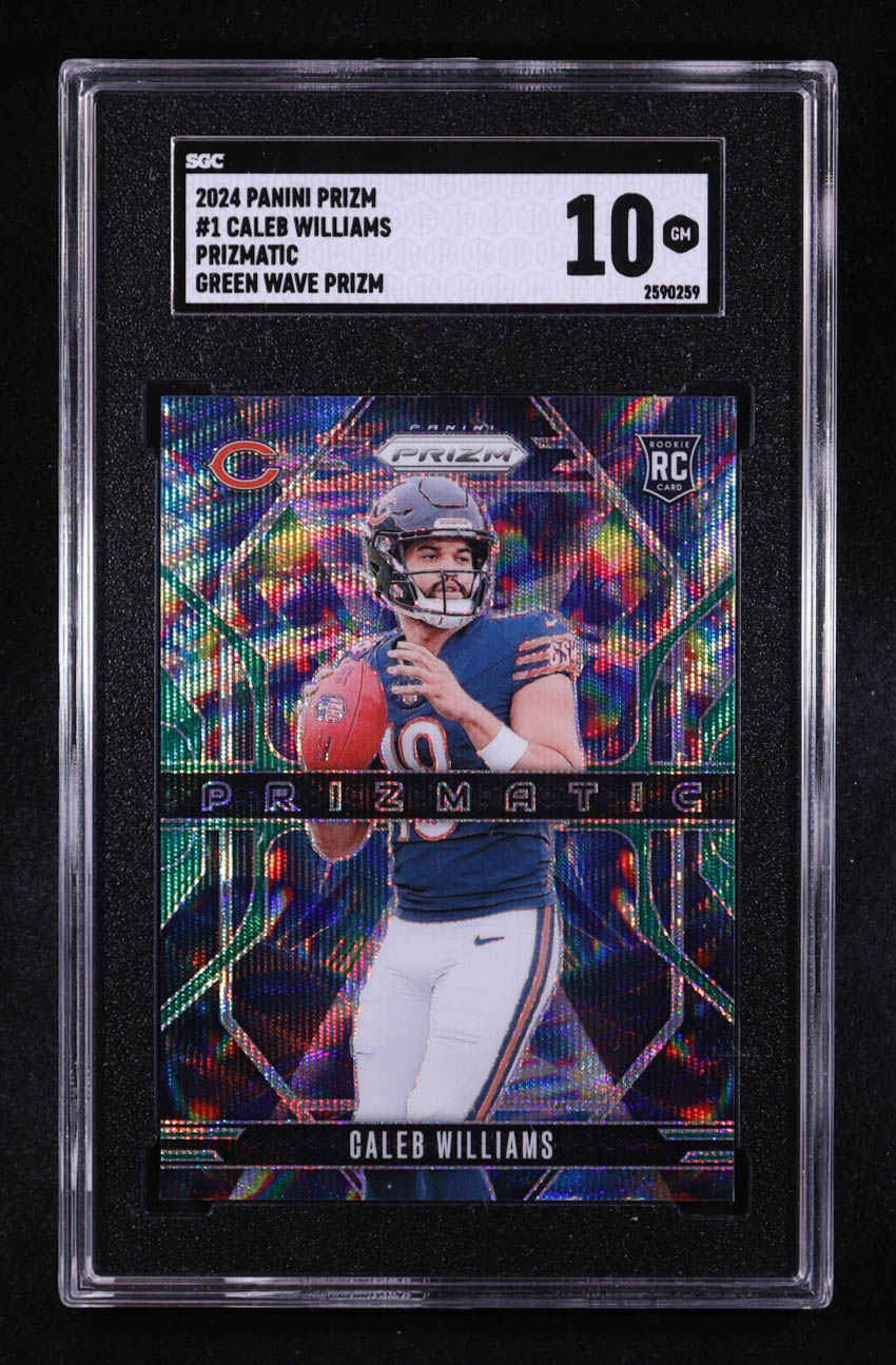Caleb Williams 2024 Panini Prizm Prizmatic Prizms Green Wave #1 RC (SGC 10) at PristineAuction.com Caleb Williams 2024 Panini Prizm Prizmatic Prizms Green Wave #1 RC (SGC 10) at PristineAuction.com
