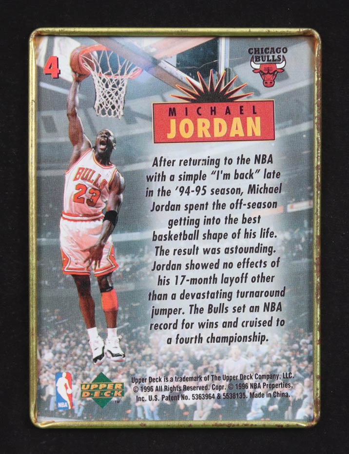 Michael Jordan 1996 Upper Deck Jordan Metal Red Black #4 at PristineAuction.com Michael Jordan 1996 Upper Deck Jordan Metal Red Black #4 at PristineAuction.com