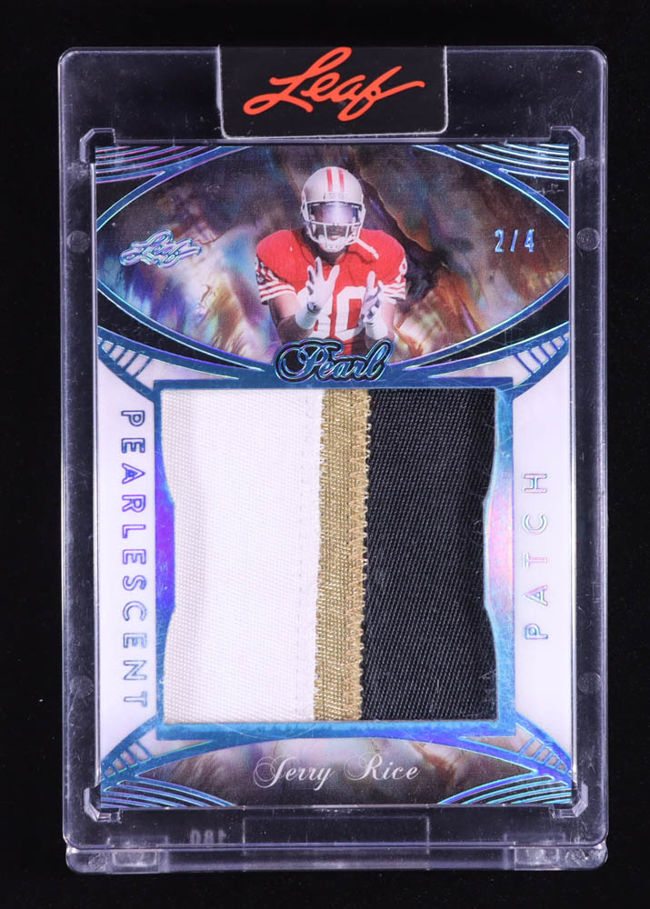 Jerry Rice 2025 Leaf Pearl Pearlescent Patch Platinum Spectrum Holofoil #PP11 #2/4 at PristineAuction.com Jerry Rice 2025 Leaf Pearl Pearlescent Patch Platinum Spectrum Holofoil #PP11 #2/4 at PristineAuction.com