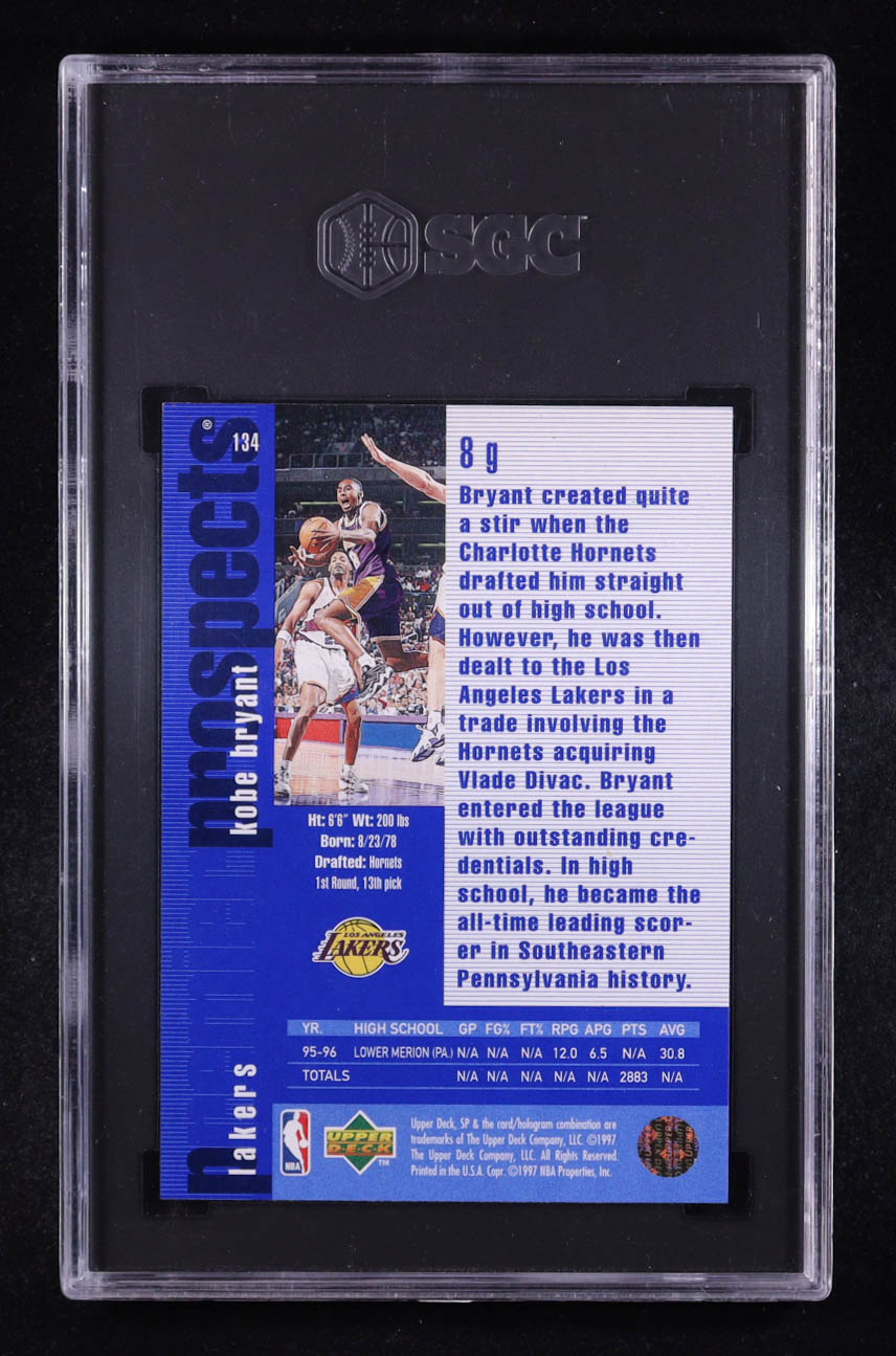 Kobe Bryant 1996-97 SP #134 RC (SGC 9) at PristineAuction.com Kobe Bryant 1996-97 SP #134 RC (SGC 9) at PristineAuction.com
