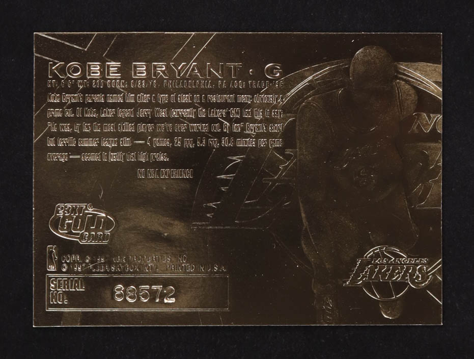 Kobe Bryant 1996-97 Fleer Purple Signature 23Kt Gold RC at PristineAuction.com Kobe Bryant 1996-97 Fleer Purple Signature 23Kt Gold RC at PristineAuction.com