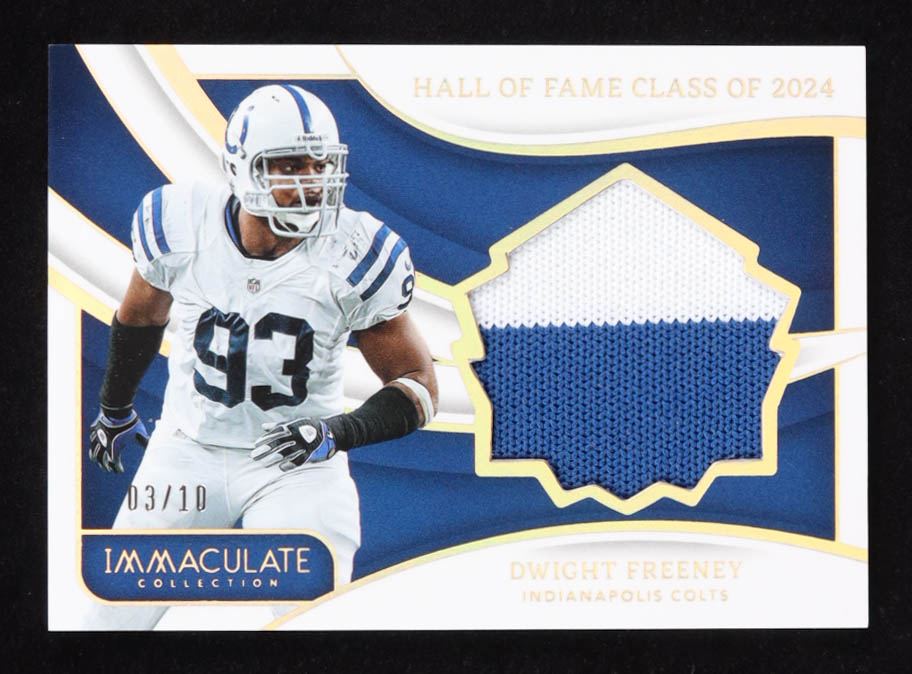 Dwight Freeney 2024 Immaculate Collection Immaculate HOF Jerseys Prime #20 #3/10 at PristineAuction.com Dwight Freeney 2024 Immaculate Collection Immaculate HOF Jerseys Prime #20 #3/10 at PristineAuction.com