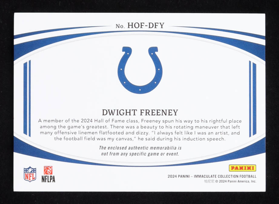 Dwight Freeney 2024 Immaculate Collection Immaculate HOF Jerseys Prime #20 #3/10 at PristineAuction.com Dwight Freeney 2024 Immaculate Collection Immaculate HOF Jerseys Prime #20 #3/10 at PristineAuction.com
