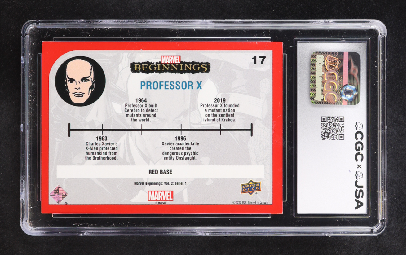 Professor X 2023 Upper Deck Marvel Beginnings Vol. 2 Ser. 1 Red Border #17 (CGC) at PristineAuction.com Professor X 2023 Upper Deck Marvel Beginnings Vol. 2 Ser. 1 Red Border #17 (CGC) at PristineAuction.com