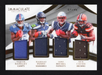 Nick Chubb / Rashaad Penny / Sony Michel / Saquon Barkley 2018 Immaculate Collection Quad Jerseys #5 #2/49 at PristineAuction.com