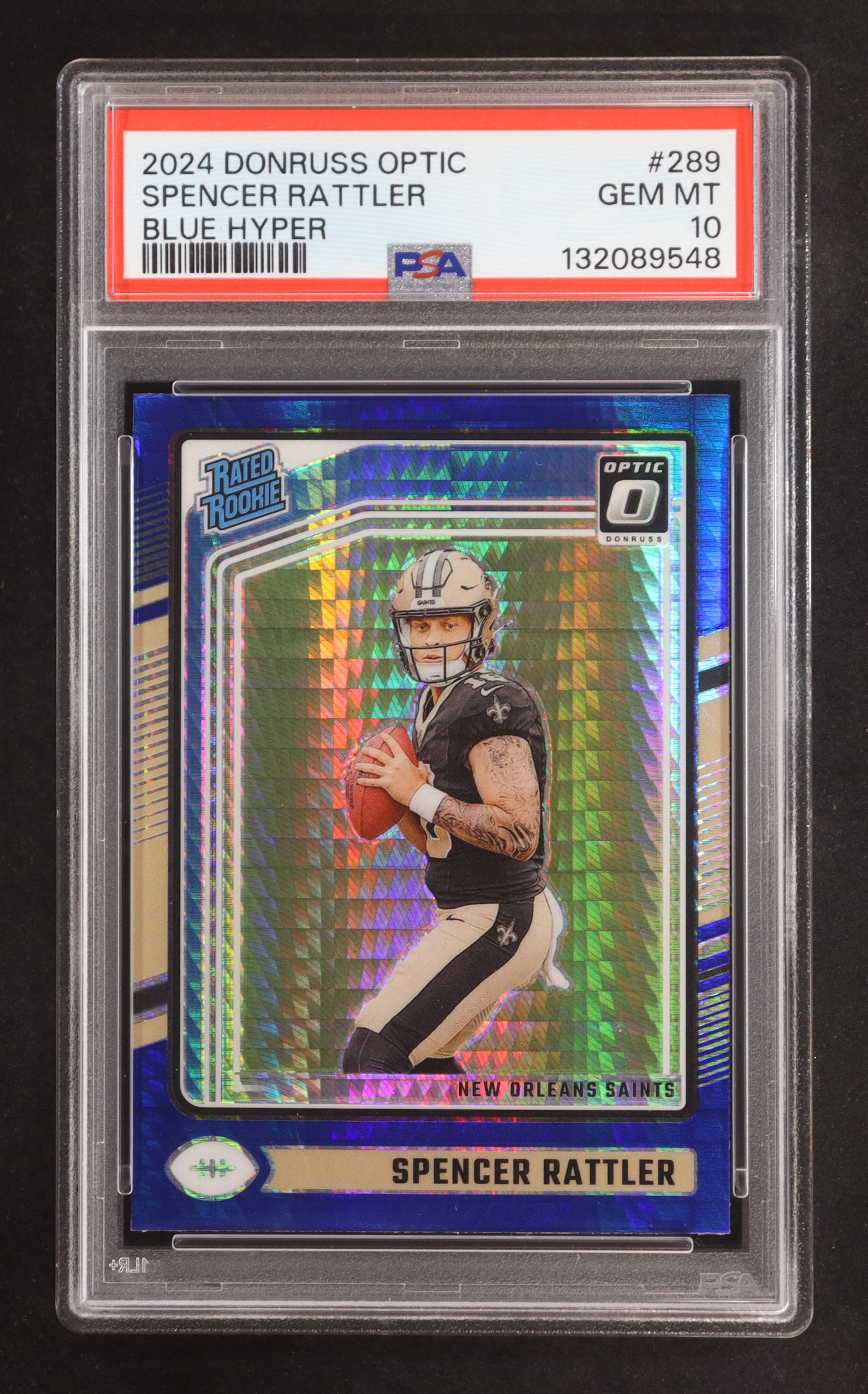 Spencer Rattler 2024 Donruss Optic Blue Hyper #289 RR (PSA 10) at PristineAuction.com Spencer Rattler 2024 Donruss Optic Blue Hyper #289 RR (PSA 10) at PristineAuction.com