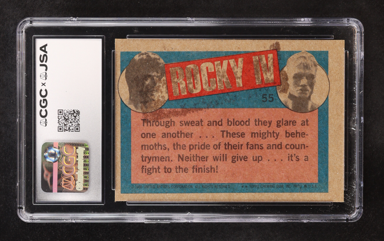 Dolph Lundgren 1985 Topps Rocky IV What A Match! #55 (CGC | Autograph Graded CGC 10) at PristineAuction.com Dolph Lundgren 1985 Topps Rocky IV What A Match! #55 (CGC | Autograph Graded CGC 10) at PristineAuction.com