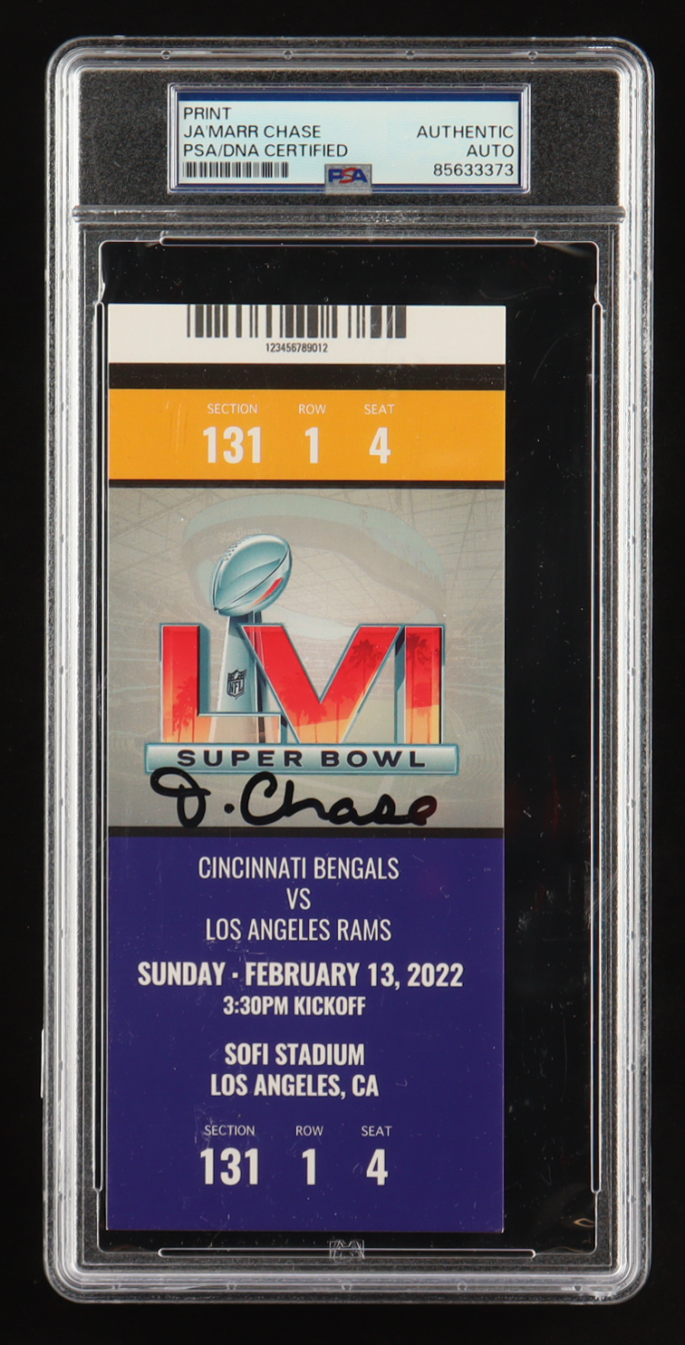 Ja'Marr Chase Signed Super Bowl LVI Game Ticket (PSA) at PristineAuction.com Ja'Marr Chase Signed Super Bowl LVI Game Ticket (PSA) at PristineAuction.com