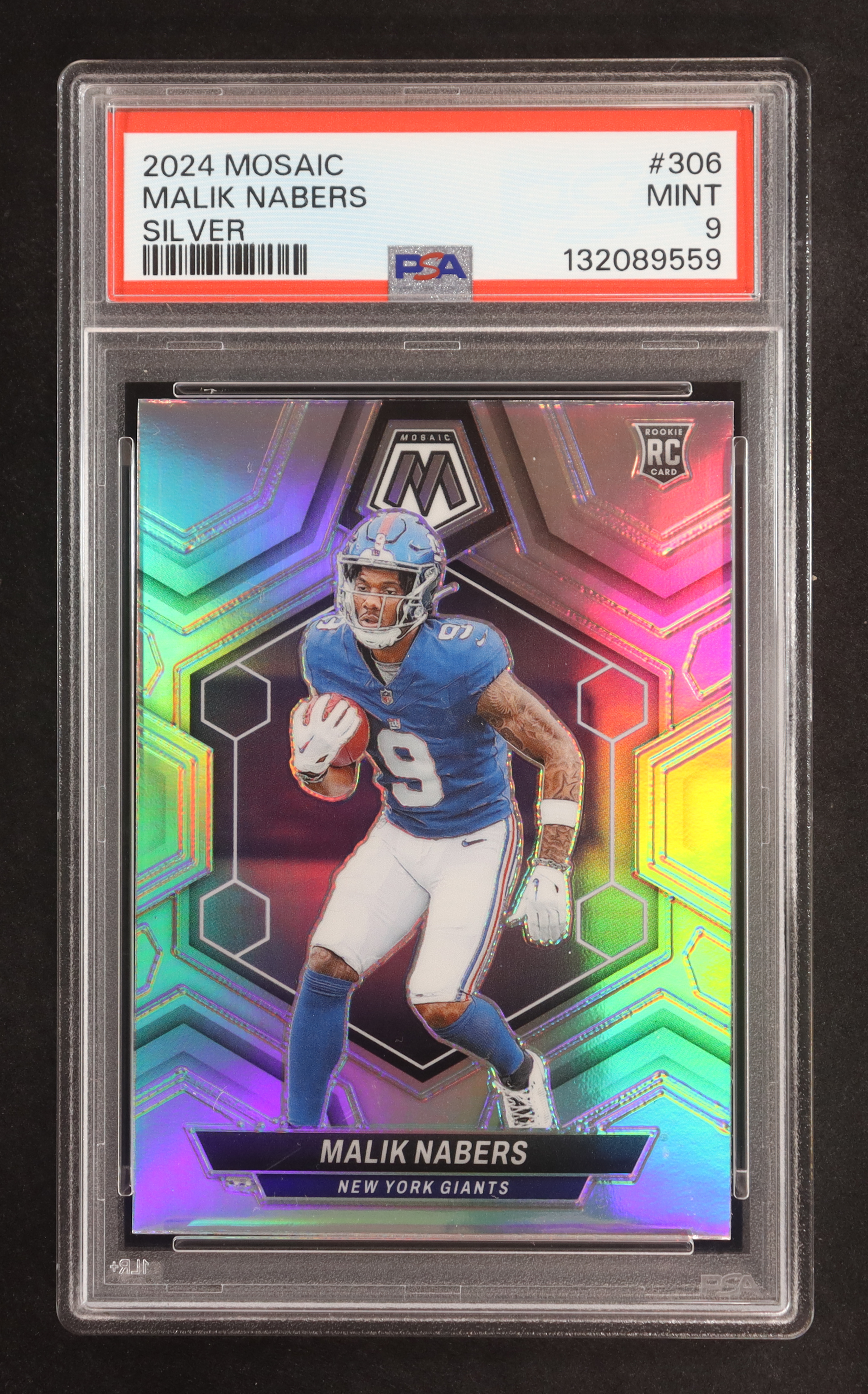 Malik Nabers 2024 Panini Mosaic Silver #306 RC (PSA 9) at PristineAuction.com Malik Nabers 2024 Panini Mosaic Silver #306 RC (PSA 9) at PristineAuction.com