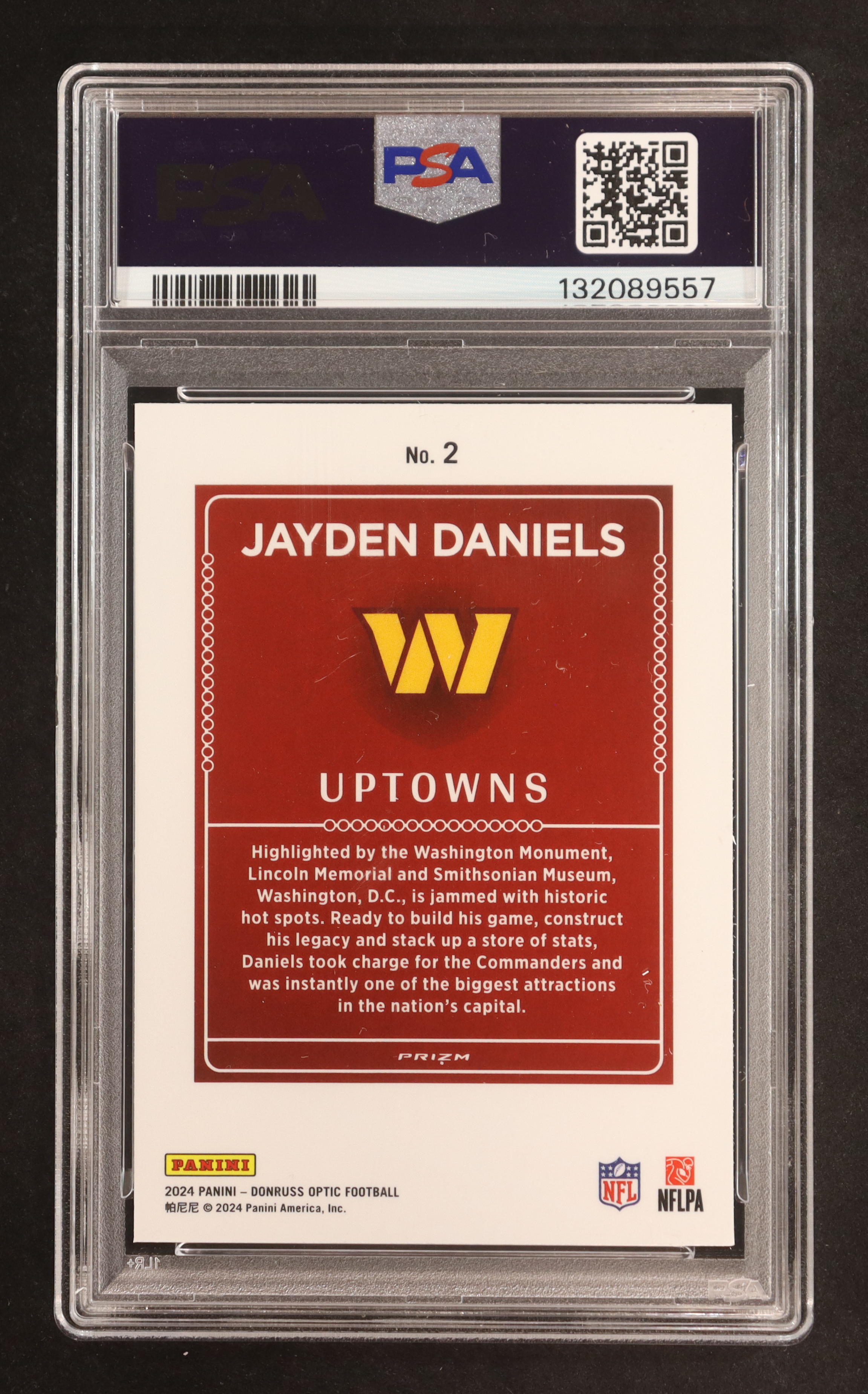 Jayden Daniels 2024 Donruss Optic Uptowns #2 RC (PSA 10) at PristineAuction.com Jayden Daniels 2024 Donruss Optic Uptowns #2 RC (PSA 10) at PristineAuction.com