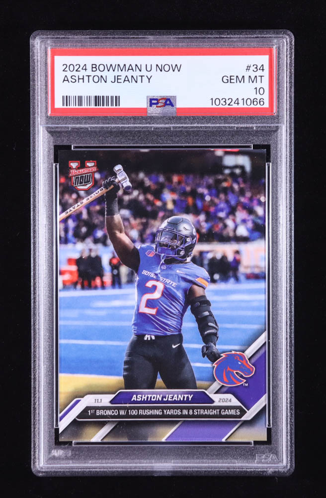 Ashton Jeanty 2024 Bowman University Now #34 RC (PSA 10) at PristineAuction.com Ashton Jeanty 2024 Bowman University Now #34 RC (PSA 10) at PristineAuction.com