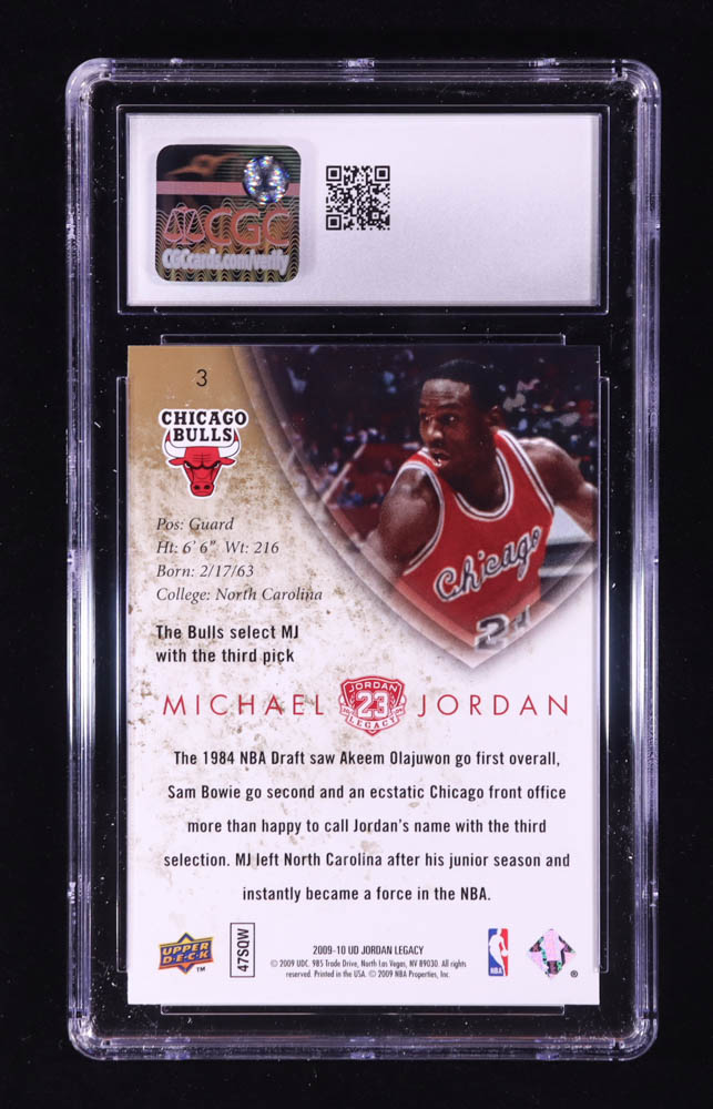 Michael Jordan 2009-10 Upper Deck Michael Jordan Legacy Collection #3 / Third pick in 1984 NBA Draft (CGC 9) at PristineAuction.com Michael Jordan 2009-10 Upper Deck Michael Jordan Legacy Collection #3 / Third pick in 1984 NBA Draft (CGC 9) at PristineAuction.com