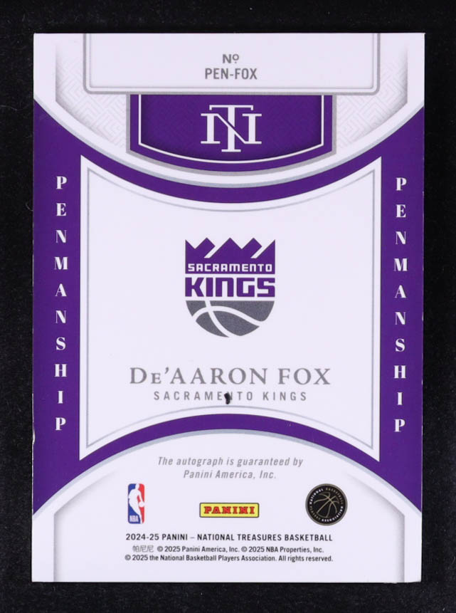 De'Aaron Fox 2024-25 Panini National Treasures Penmanship Bronze #43 #25/25 at PristineAuction.com De'Aaron Fox 2024-25 Panini National Treasures Penmanship Bronze #43 #25/25 at PristineAuction.com