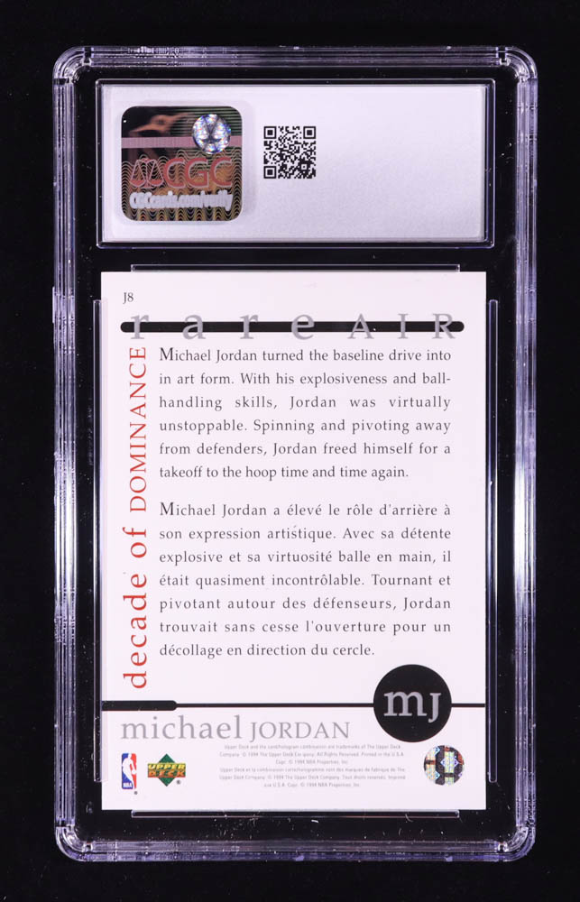 Michael Jordan 1994-95 Collector's Choice International French Decade of Dominance #J8 / Unstoppable (CGC 9) at PristineAuction.com Michael Jordan 1994-95 Collector's Choice International French Decade of Dominance #J8 / Unstoppable (CGC 9) at PristineAuction.com