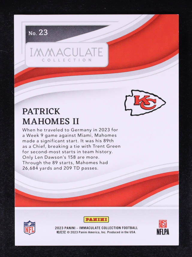 Patrick Mahomes II 2023 Immaculate Collection Blue #23 #04/10 at PristineAuction.com Patrick Mahomes II 2023 Immaculate Collection Blue #23 #04/10 at PristineAuction.com