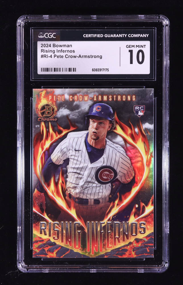 Pete Crow-Armstrong 2024 Bowman Chrome Rising Infernos #RI4 RC (CGC 10) at PristineAuction.com Pete Crow-Armstrong 2024 Bowman Chrome Rising Infernos #RI4 RC (CGC 10) at PristineAuction.com
