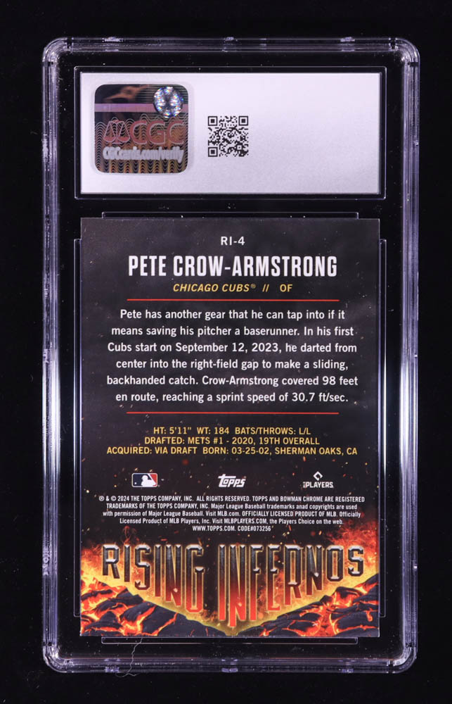Pete Crow-Armstrong 2024 Bowman Chrome Rising Infernos #RI4 RC (CGC 10) at PristineAuction.com Pete Crow-Armstrong 2024 Bowman Chrome Rising Infernos #RI4 RC (CGC 10) at PristineAuction.com