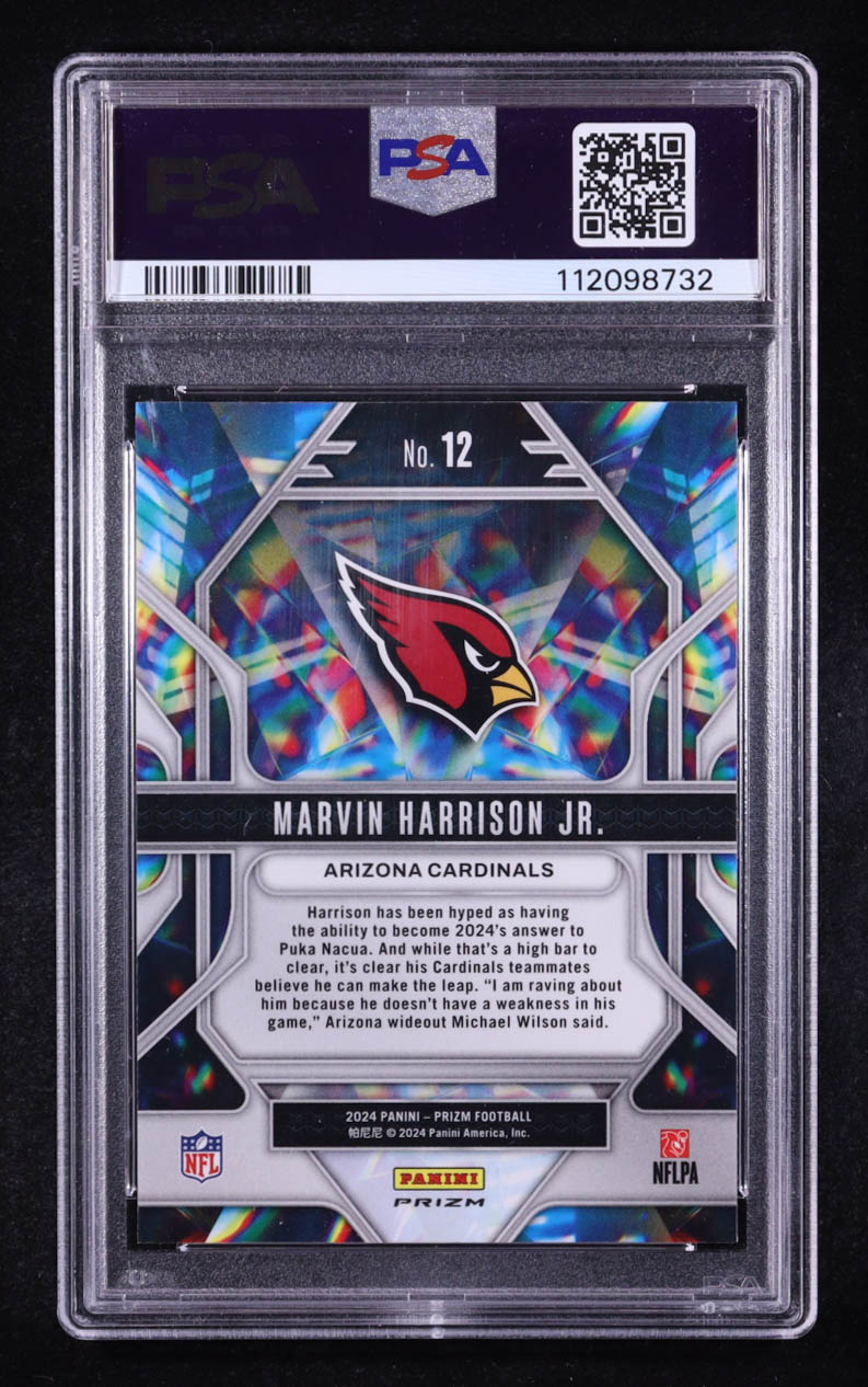 Marvin Harrison Jr. 2024 Panini Prizm Prizmatic Prizms Green #12 RC (PSA 10) at PristineAuction.com Marvin Harrison Jr. 2024 Panini Prizm Prizmatic Prizms Green #12 RC (PSA 10) at PristineAuction.com