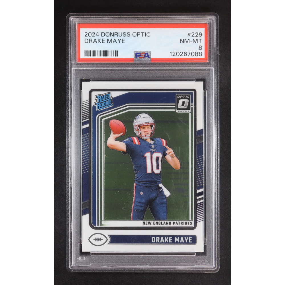 Drake Maye 2024 Donruss Optic RR #229 RC (PSA 8) at PristineAuction.com