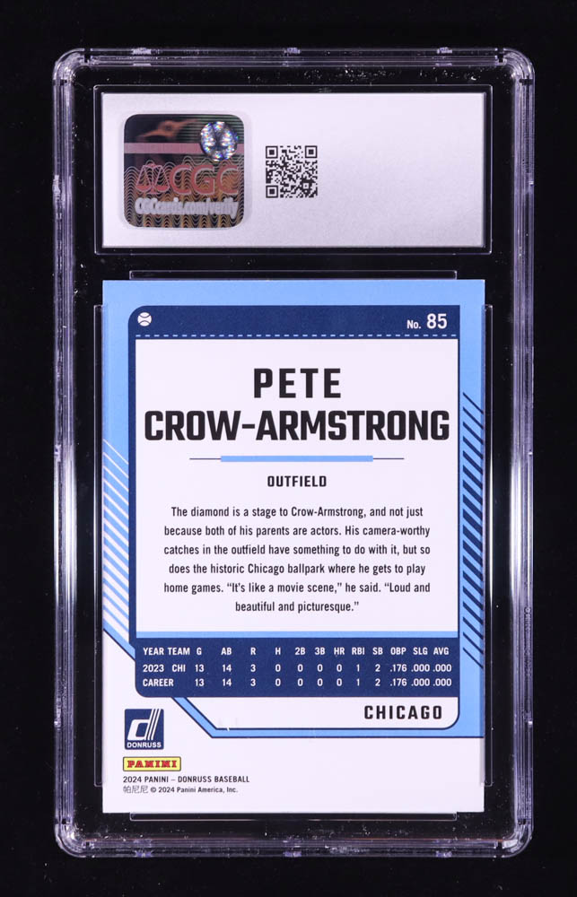 Pete Crow-Armstrong 2024 Donruss Liberty #85 RC (CGC 10) at PristineAuction.com Pete Crow-Armstrong 2024 Donruss Liberty #85 RC (CGC 10) at PristineAuction.com