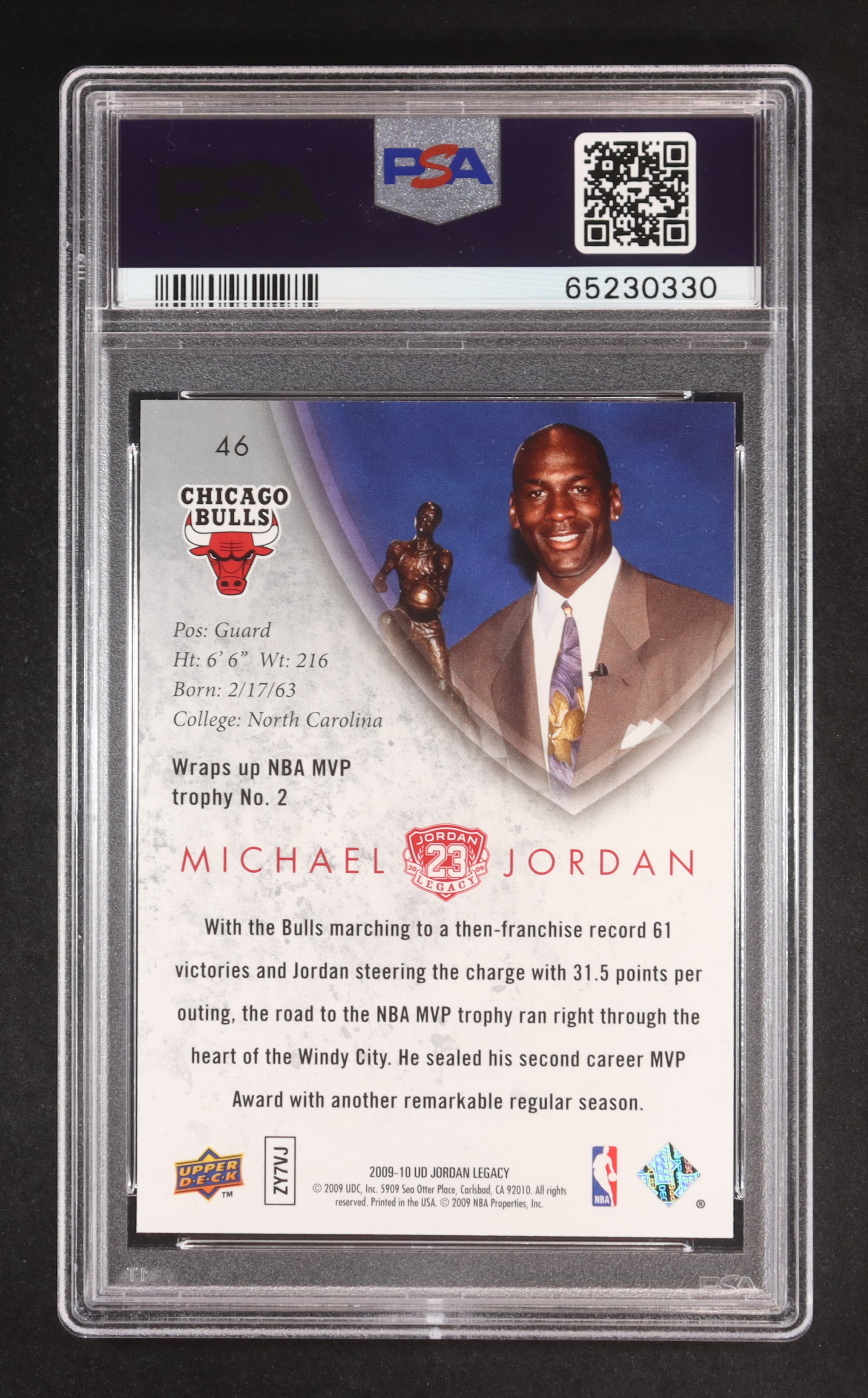 Michael Jordan 2009 Upper Deck MJ Legacy Collection Gold #46 (PSA 10) at PristineAuction.com Michael Jordan 2009 Upper Deck MJ Legacy Collection Gold #46 (PSA 10) at PristineAuction.com