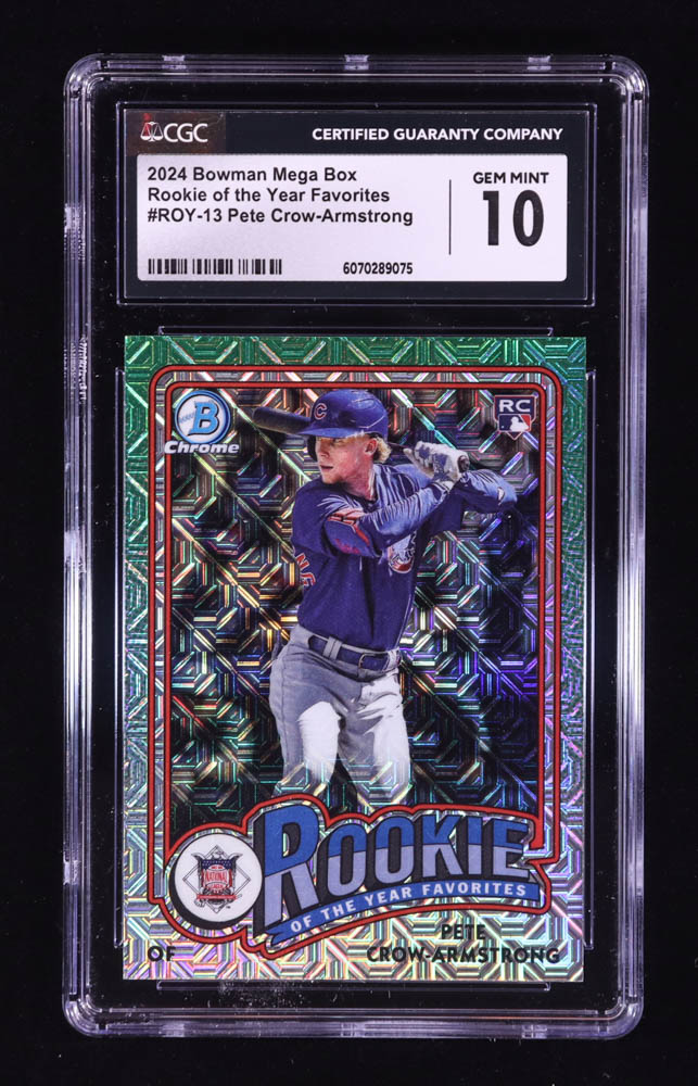 Pete Crow-Armstrong 2024 Bowman Chrome Mega Box Rookie of the Year Favorites #ROY13 RC (CGC 10) at PristineAuction.com Pete Crow-Armstrong 2024 Bowman Chrome Mega Box Rookie of the Year Favorites #ROY13 RC (CGC 10) at PristineAuction.com