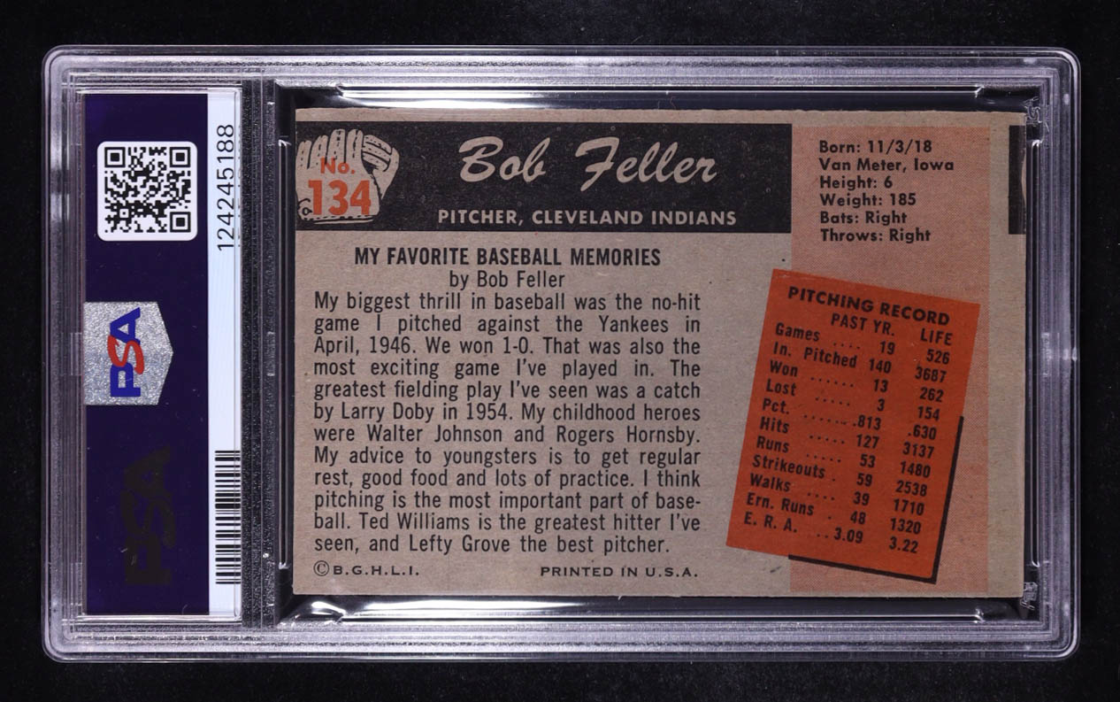 Bob Feller 1955 Bowman #134 (PSA 4) (MC) at PristineAuction.com Bob Feller 1955 Bowman #134 (PSA 4) (MC) at PristineAuction.com