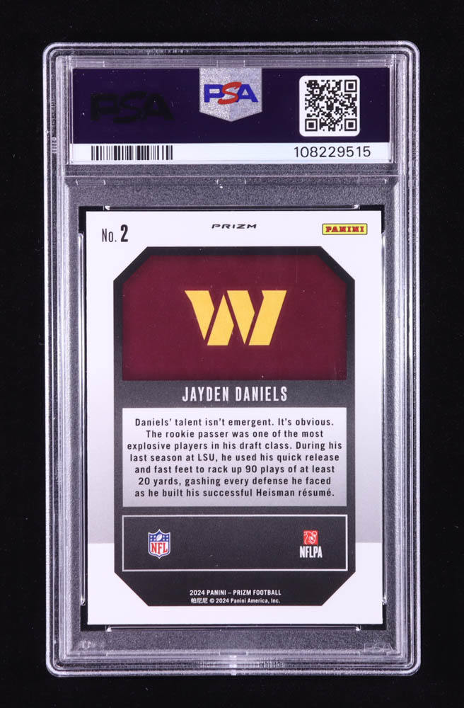 Jayden Daniels 2024 Panini Prizm Emergent Prizms Green Ice #2 RC (PSA 9) at PristineAuction.com Jayden Daniels 2024 Panini Prizm Emergent Prizms Green Ice #2 RC (PSA 9) at PristineAuction.com