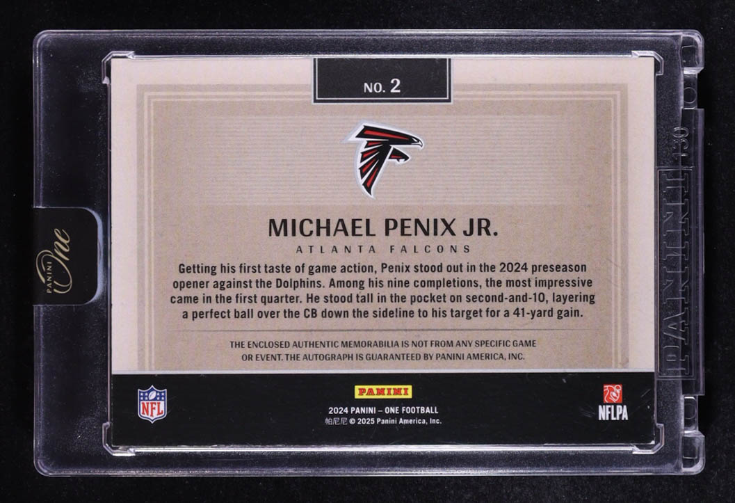 Michael Penix Jr. 2024 Panini One Red #2 #28/75 JSY AU RC at PristineAuction.com Michael Penix Jr. 2024 Panini One Red #2 #28/75 JSY AU RC at PristineAuction.com
