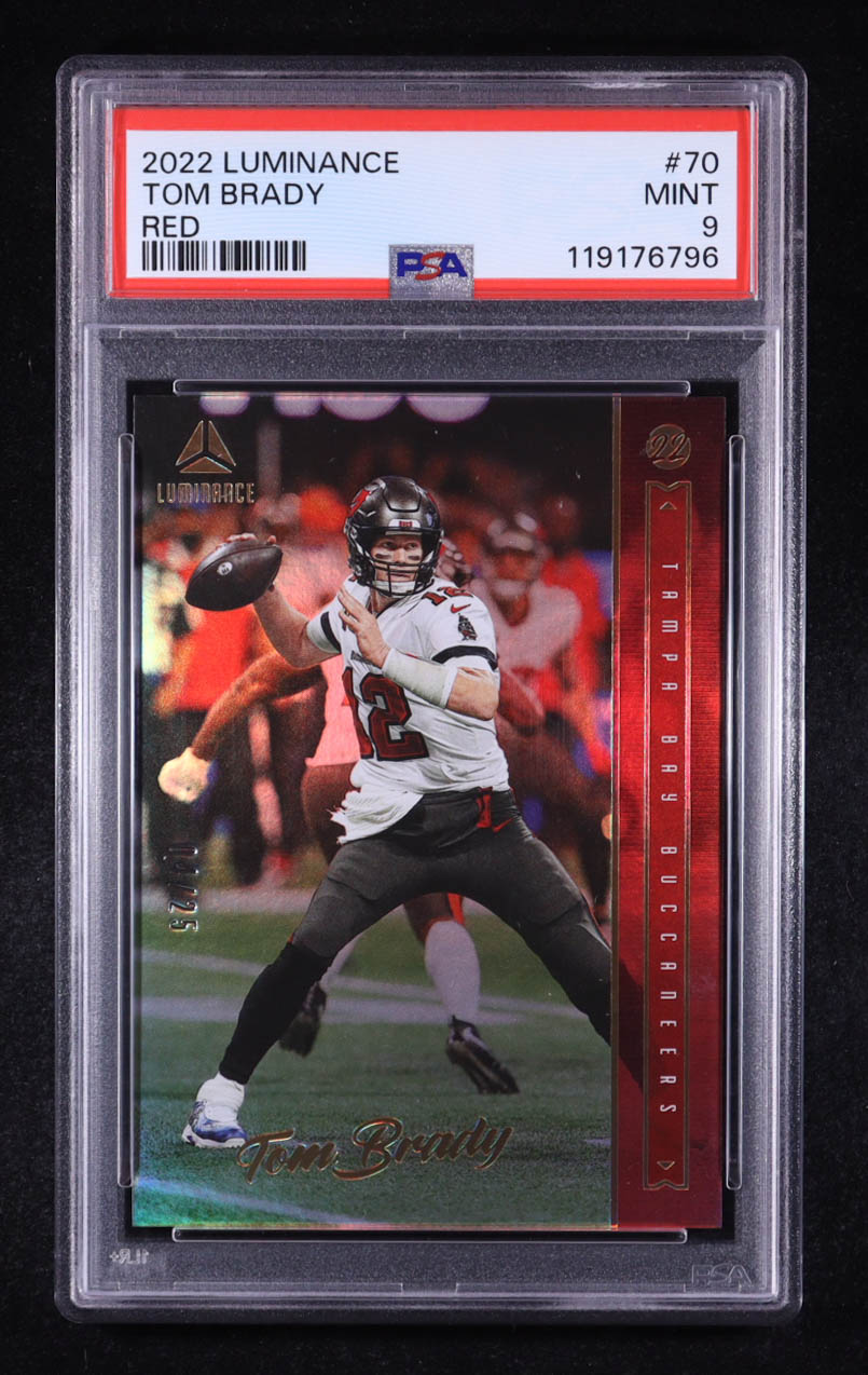 Tom Brady 2022 Panini Luminance Red #70 #04/25 (PSA 9) at PristineAuction.com Tom Brady 2022 Panini Luminance Red #70 #04/25 (PSA 9) at PristineAuction.com