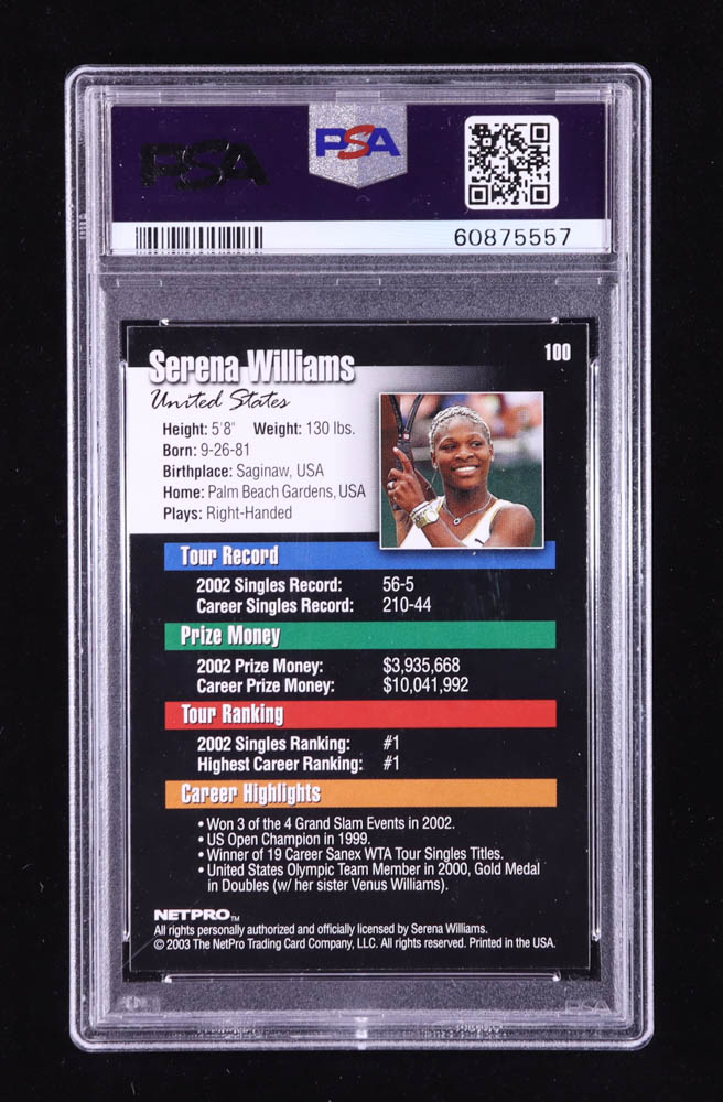 Serena Williams 2003 NetPro #100 SP RC (PSA 9) at PristineAuction.com Serena Williams 2003 NetPro #100 SP RC (PSA 9) at PristineAuction.com